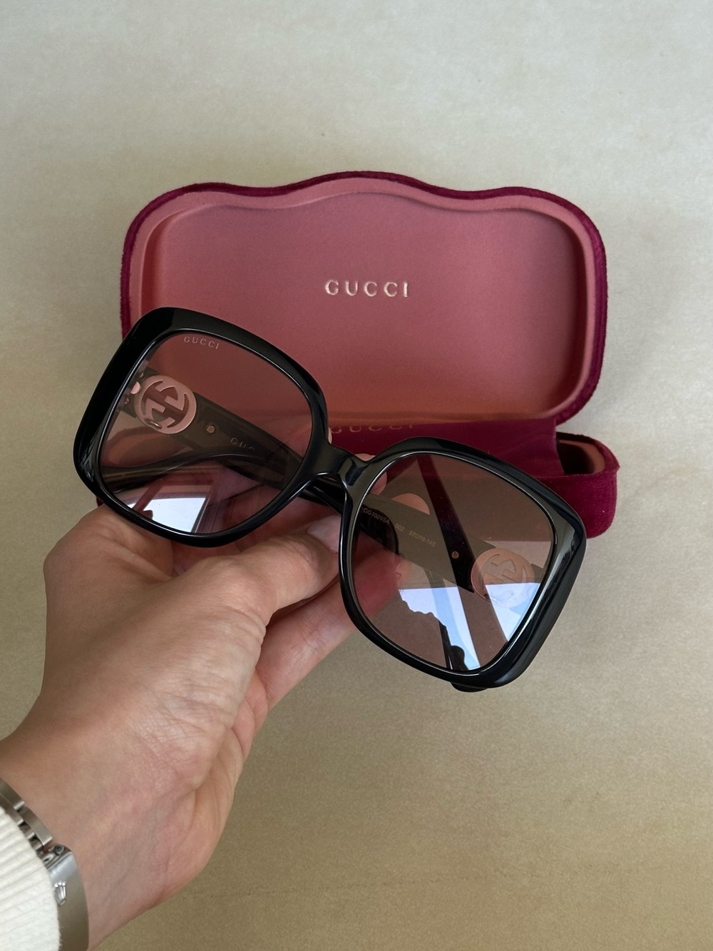 Gucci Black Oversized Square Women’s Sunglasses